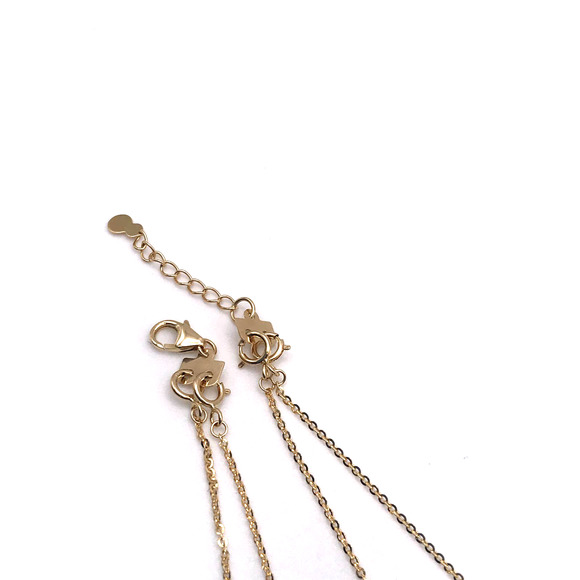 18k Layered Choker Necklace with Hearts and Key charm 14" /18" with Extender - Picture 7 of 14